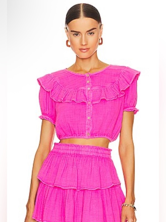 LoveShackFancy Tops - Love Shack Fancy Medium Elania Crop Top Flirty Fuschia. 💕⚡️